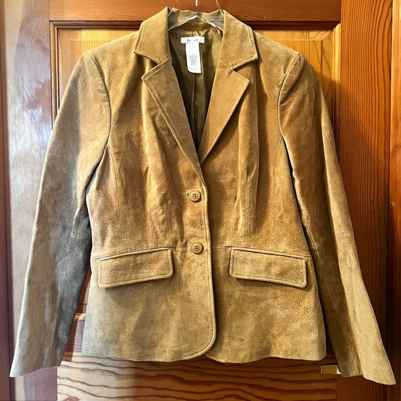 Liz&Co Vintage 90s 100% Camel Suede Button Up Blazer - Picture 1 of 4